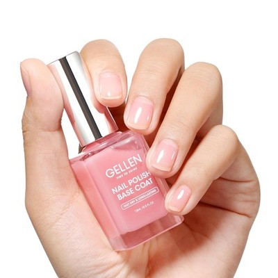 GELLEN Clear Nail Polish Base Coat Sheer Tinted Pink, Natural Color Regular Nail