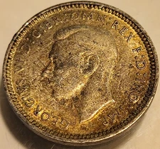 1942 D Australia Silver Three Pence World Coin! Look At That Toning!