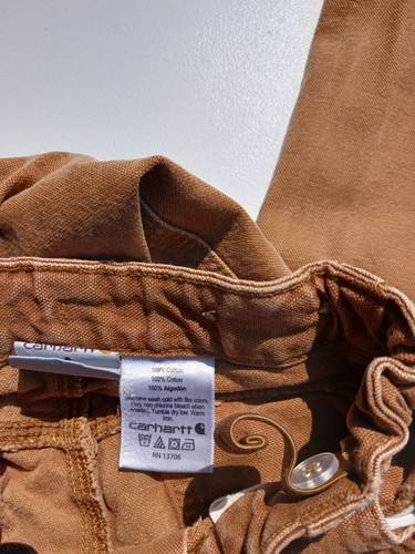 Carhartt Pants Boys 6 Brown Duck Canvas Straight Leg Carpenter Pants - Picture 4 of 13
