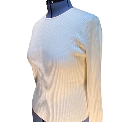 id entity by Lord & Taylor Women's Cream Long Sleeve Crew Neck Pullover L