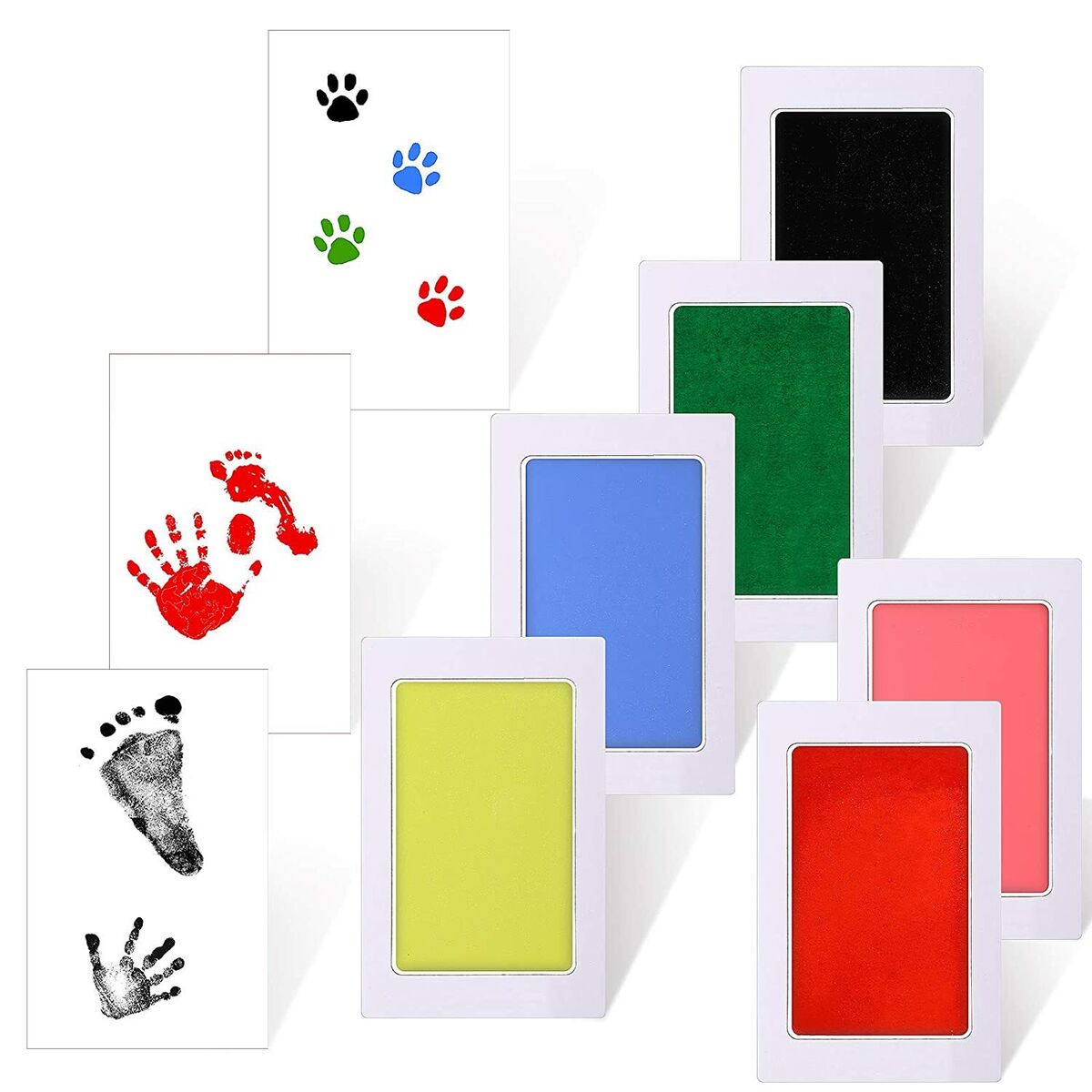 WEWESGAO Baby Handprint and Footprint Kit, Dog Paw Print Kit, Clean Touch Ink Pad for Newborn,Kids,Toddler and Pet with 3 Ink Pads and 6 Imprint