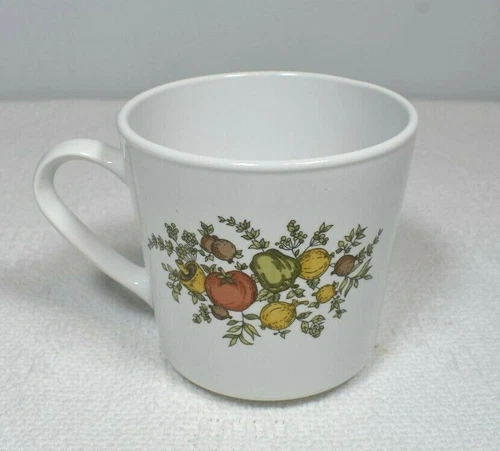 Vintage 70s "Spice of Life" Centura by Corning Glossy White Coffee/Tea Mug Cup
