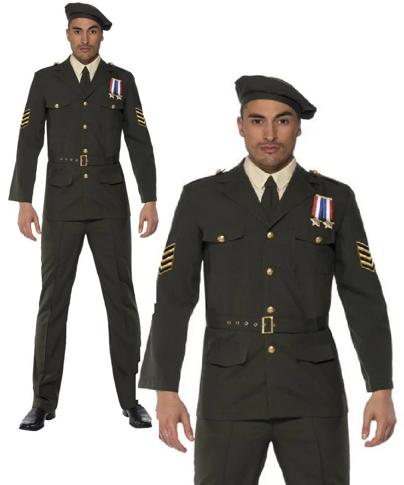 Men's Wartime Officer Green Beret Army Service Uniform Costume Large 42-44  for sale online | eBay