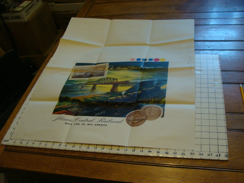 Póster de muestra de impresión 1951 Illinois Central Railroad 100 años, 25 x 30", #3313 Foto 2 de 4