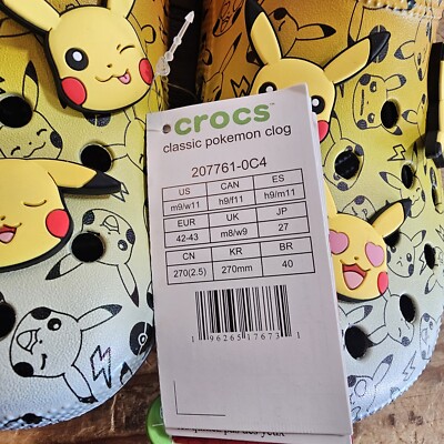 Crocs Pokemon Jibbitzs Pikachu Classic Clog Slip-On Flip Flops Slides Men\'s 12 Crocs x Pokemon Pikachu Classic Clog w/ Jibbitz Men main image 3