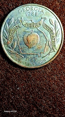 1999 P Georgia State Quarter/Missing Parcial Clad Layer On Reverse