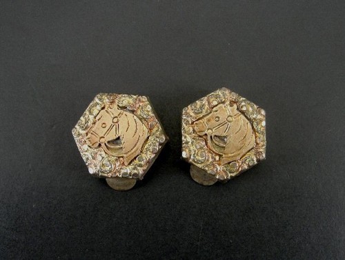 Cufflinks Rolled Gold Horse Vintage Old 1884 Horse Head Cowboy Western Cufflinks