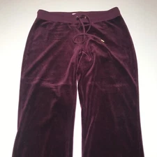 Two by Vince Camuto Lounge Pants Womens Size L Burgundy Plush Velour Loose Fit