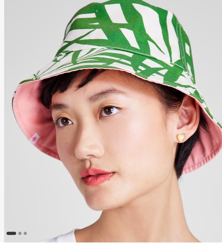 KATE SPADE NWOT PALM FRONDS REVERSIBLE (PINk) BUCKET HAT | eBay display picture 2