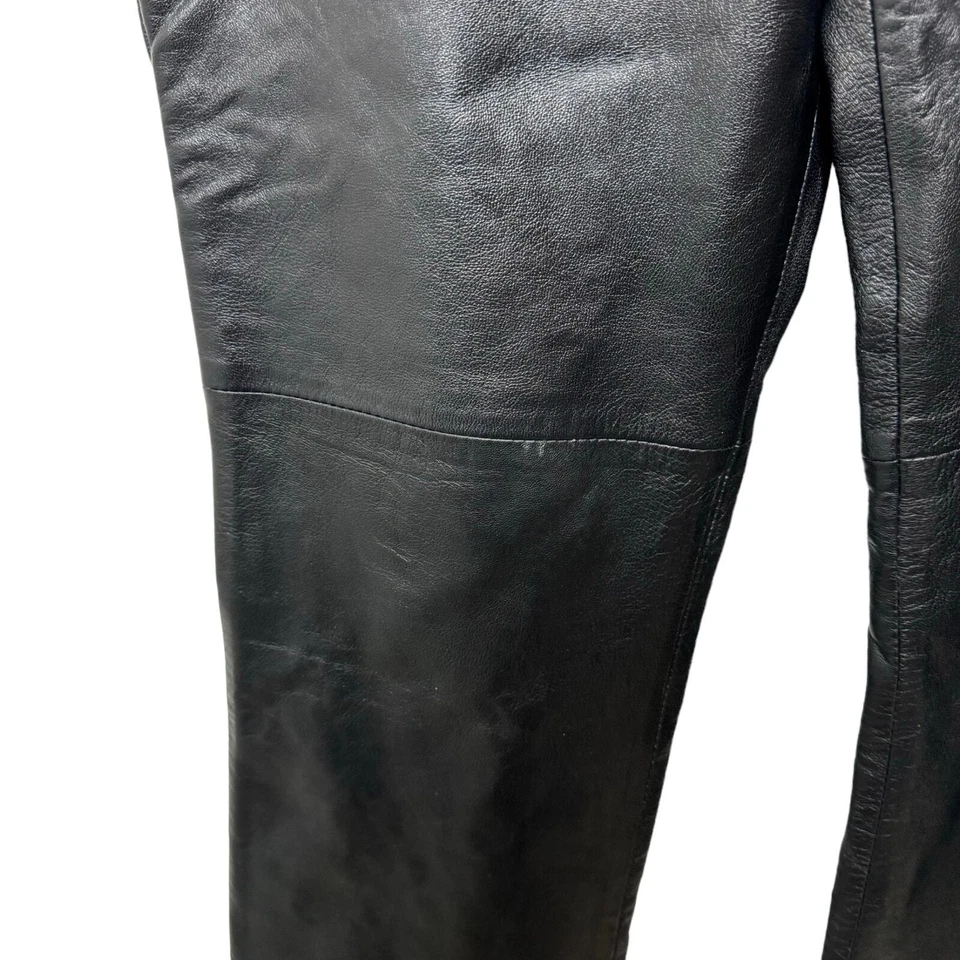 Pantalones de pierna recta de cuero genuino vintage Anonymous by John Carlisle talla 10 Foto 3 de 4