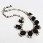 Schreiner Black Rhinestone Necklace Unsigned 16" 1950s Two Tone — photo 3
