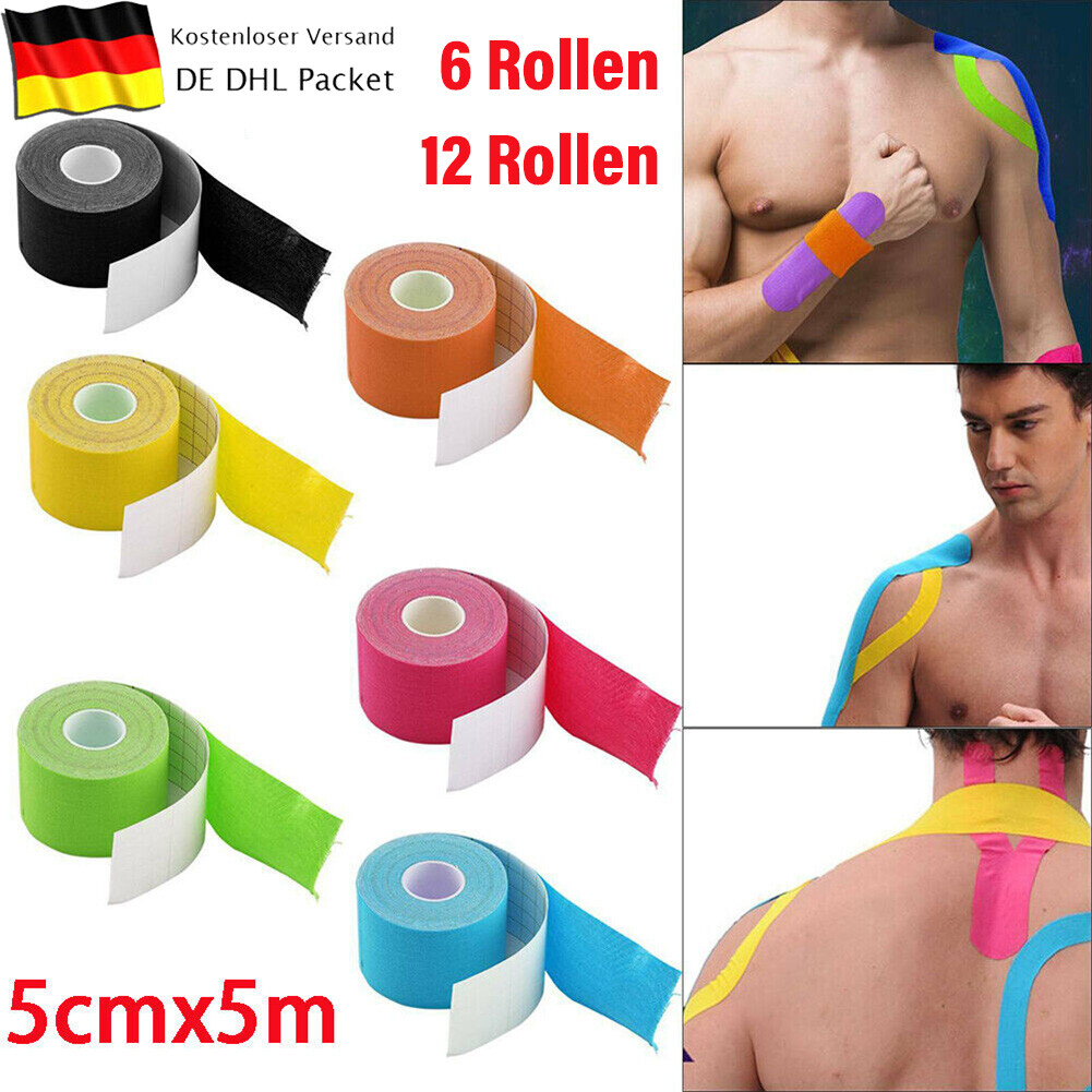 Kinesiologie Tape Set Kinesio Tapes 12 Rollen 5cm x 5m UNCUT Knie Gesicht Taping