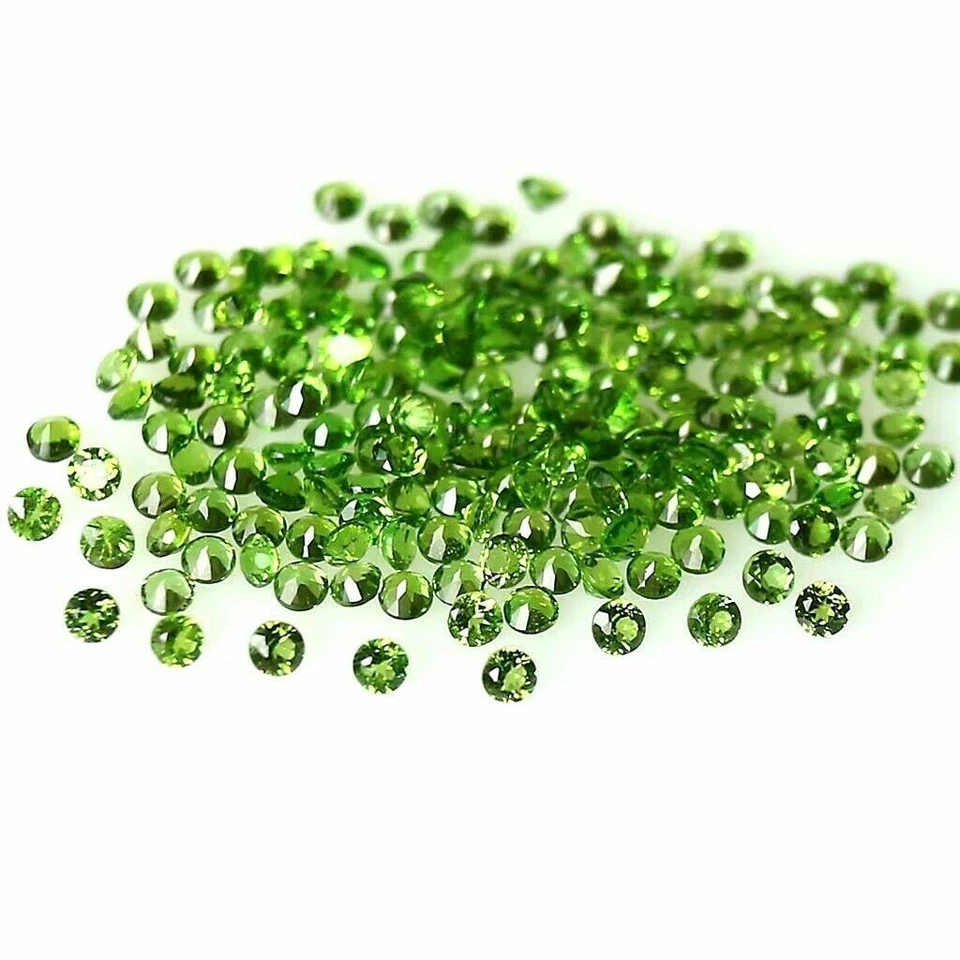 Großhandel Menge 1.5mm Rund FACET Natürlich Chrom Diopsid Lose Geeicht Juwelen - Bild 2 von 4