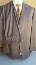 Sergio VALENTINO Collection Brown Chkd Wool 3 Btn Suit Coat US 46L EU 56L Italy
