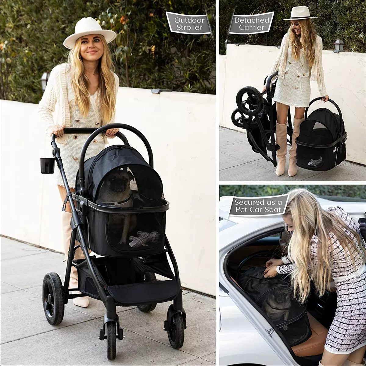 Dog Walker Stroller Pet Cat Carrier Multifunctional 2In1 Travel Seat  Detachable