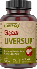 Deva VEGAN LIVERSUP, Alpha Lipoic Acid, Milk Thistle, Dandelion 90 Tablets
