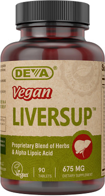 Deva VEGAN LIVERSUP, Alpha Lipoic Acid, Milk Thistle, Dandelion 90 Tablets