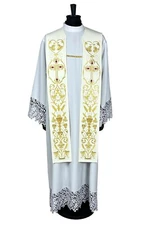 Overlay STOLE Priest stole plain ecru - a rich embroidery