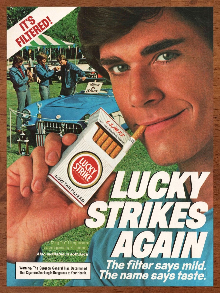 90's LUCKY STRIKE / KENT 非売品 ヴィンテージポスター 1980s Lucky Strike Cigarettes Vintage Print Ad/Poster Car Man Cave