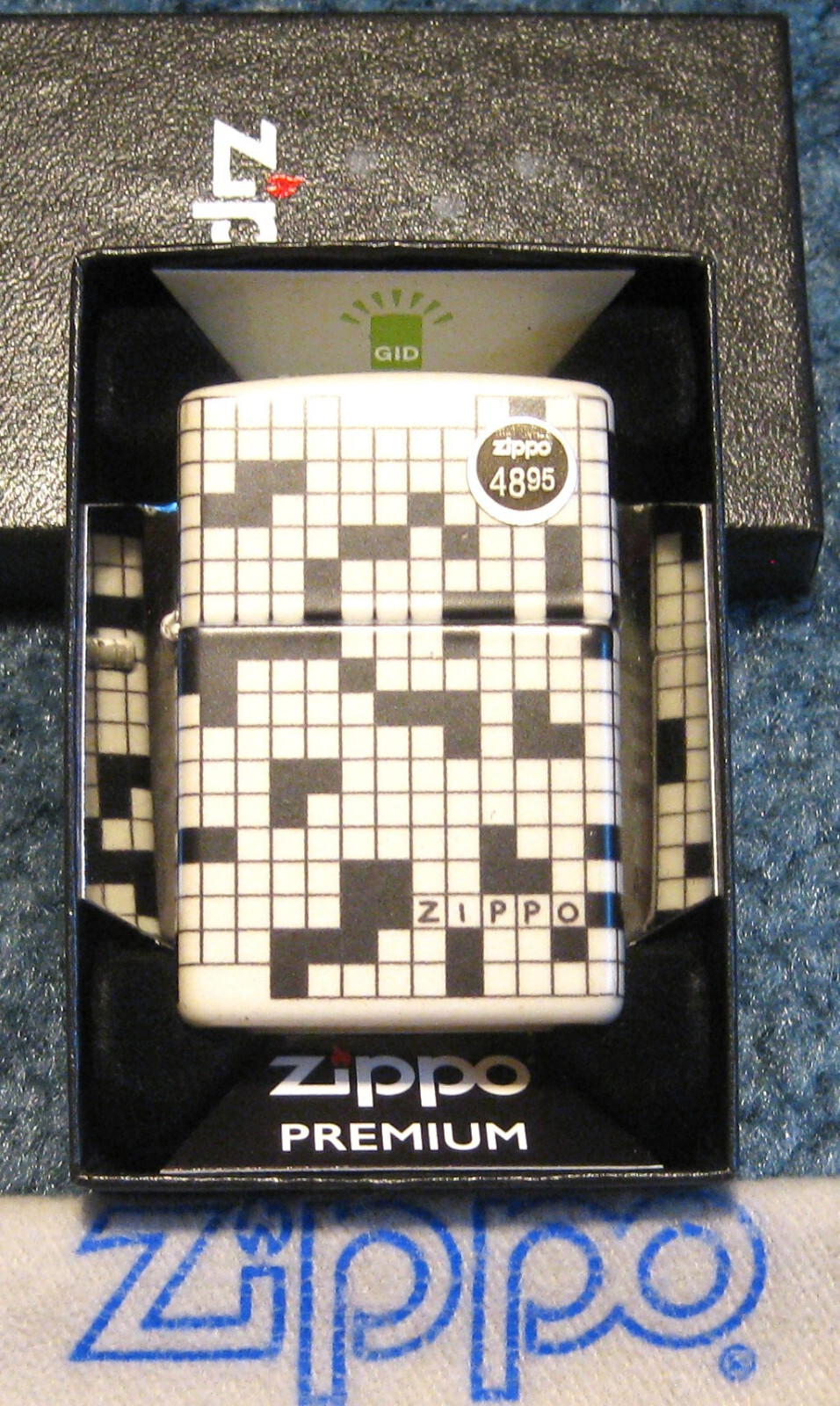 ZIPPO 540 GLOW IN DARK DESIGN Lighter CROSSWORD PUZZLE 46285 BLACK & WHITE New