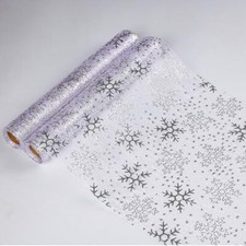  2 szt. Świąteczny płat śniegu Srebrny bieżnik stołowy 108 cali 9 stóp x 2 srebrny płat śniegu