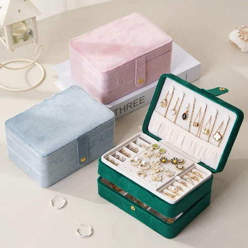 2 Schichten Schmuckkästchen Organizer Große Kapazität Ring Ohrring Halskette Aufbewahrungsbox - Bild 1 von 34