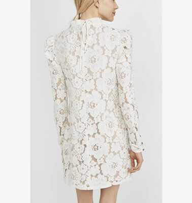knee length dresses for ladies Emma Square Neck Lace Puff Sleeves Dress