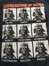 Adult Mens Tshirt Small (34-36) Star Wars Expressions Of Darth Vader 