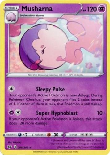 Musharna 088/202 Sword & Shield Rare Near Mint Pokemon DNA GAMES