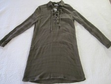Splendid Womens Dress Size S Olive Green Shirt Lace Up Front Tie