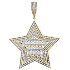 10K Yellow Gold Over Lab Created Diamond Super Star Tier Pendant Miracle Charm