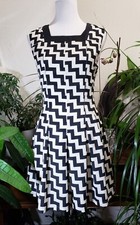 Collective Concepts Dress Women S Black White Chevron Sleeveless Zip Lined