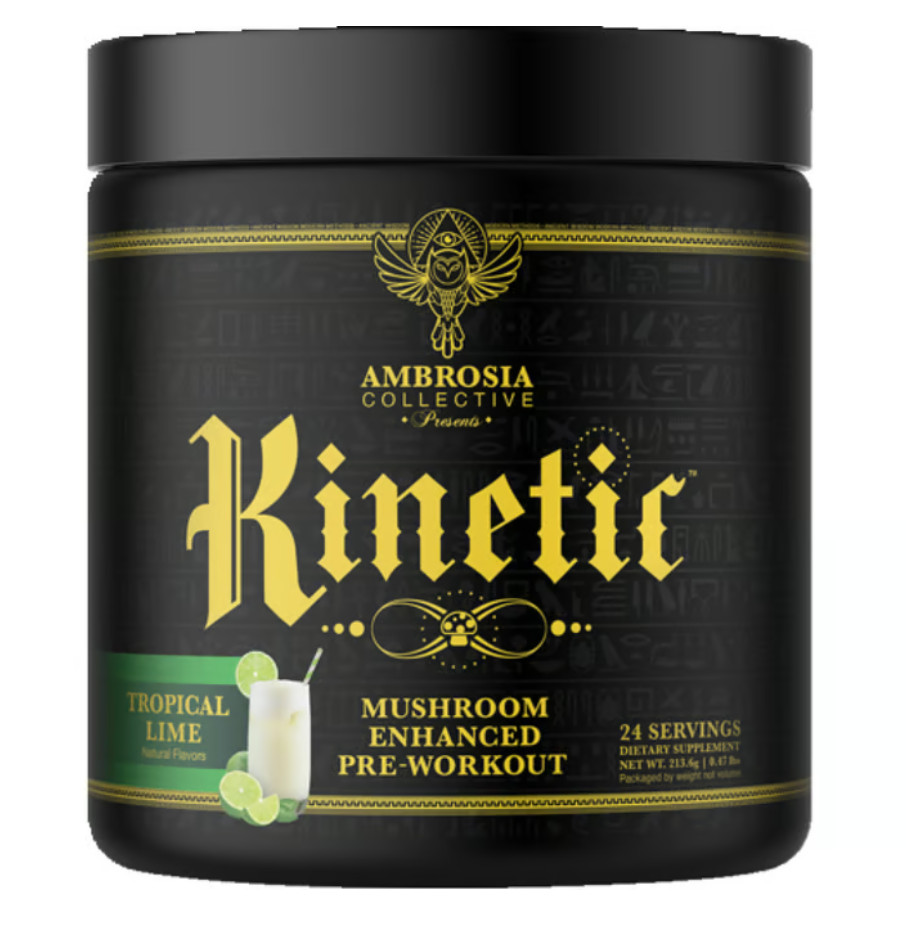 Kinetic Mushroom Enhanced Pre Workout  Ambrosia Collective Tropical Lime 24 serv
