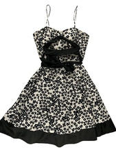 Eliza J Dress Floral Black White Womens Size 6 Lined
