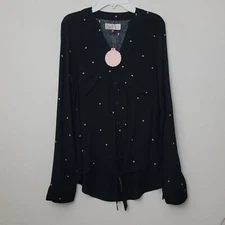 NWT SO New Pink Hearts Black Blouse Shirt S