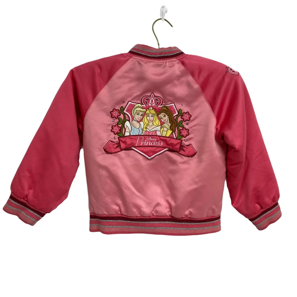 Jaqueta acolchoada rosa princesa meninas Disney Store tamanho pequeno - Imagem 2 de 4