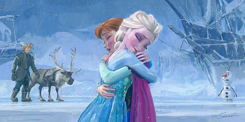 Walt Disney Fine Art Jim Salvati Signed Ltd Ed 195 Canvas Warmth of Love Frozen