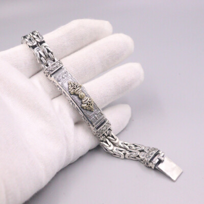 アクセサリー VINTAGE SILVER 925 MENS BRACELET Vintage 925 Sterling Silver Motorcycle Bike Bicycle Chain