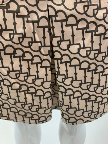 Swallow Hu Sz M Tan Skirt Satin/Velvet Trim Jeweled Button Embellished Lined EUC - Picture 4 of 10