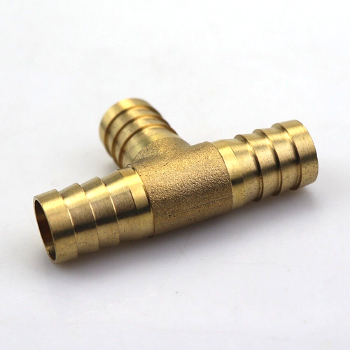 2PC Brass Hose Barb Fitting Pipe Tubing Splicer Fuel Water Gas Tee3 Way 5/8"16mm - Picture 6 of 7