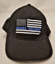 LAPG Blue Line Heroes Welcome Black Adjustable Back Baseball Cap Hat OSFM