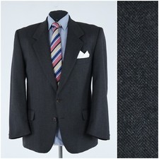 Mens Herringbone Blazer 42S UK Size MOORES Dark Grey Wool Sport Coat Jacket