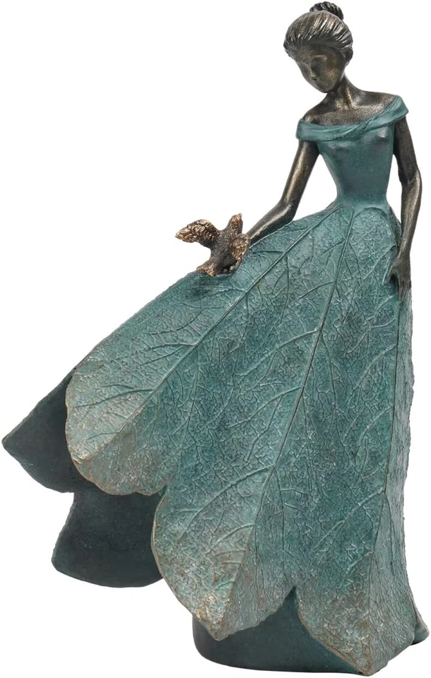 Vintage Bronze Leaf Angel Garden Statue - Beautiful Home Accents for Women - Image 3 of 4