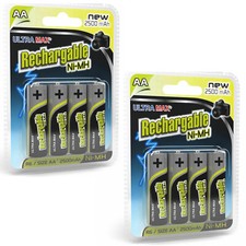 2X Ultramax AA HR06 MN1500 2500mAh Pre-Charged Rechargeable Batteries | 4 Pack 7.66 per battery
