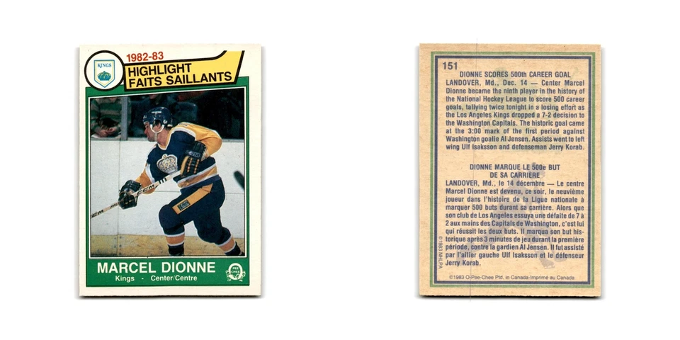 1983 O-Pee-Chee Marcel Dionne Los Angeles Kings #151 - Image 3 of 3