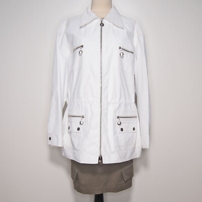 Moschino Trenchcoat Weiß Baumwolle Damen Gr. 10 US IT 44 L