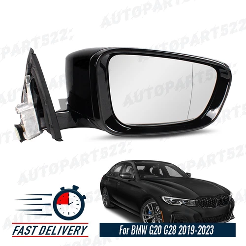 Right Passenger Side Mirror with Camera For BMW G20 G28 2019-2023 Black 9 Pins