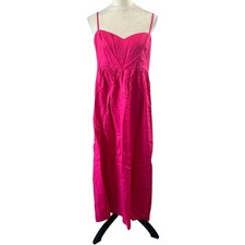 Reformation Vinny Midi Dress Deep Pink Back Zip Side Pocket Sleeveless Size 10