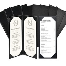 WeChef 4.25x11" Menu Covers Holders 5 Pcs 1 View & 5 Pcs 2 View kit PU Leather