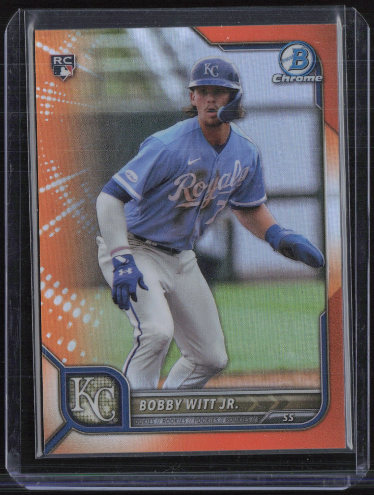 2022 Bowman Chrome Orange Refractor #77 Bobby Witt Jr /25 RC Rookie 